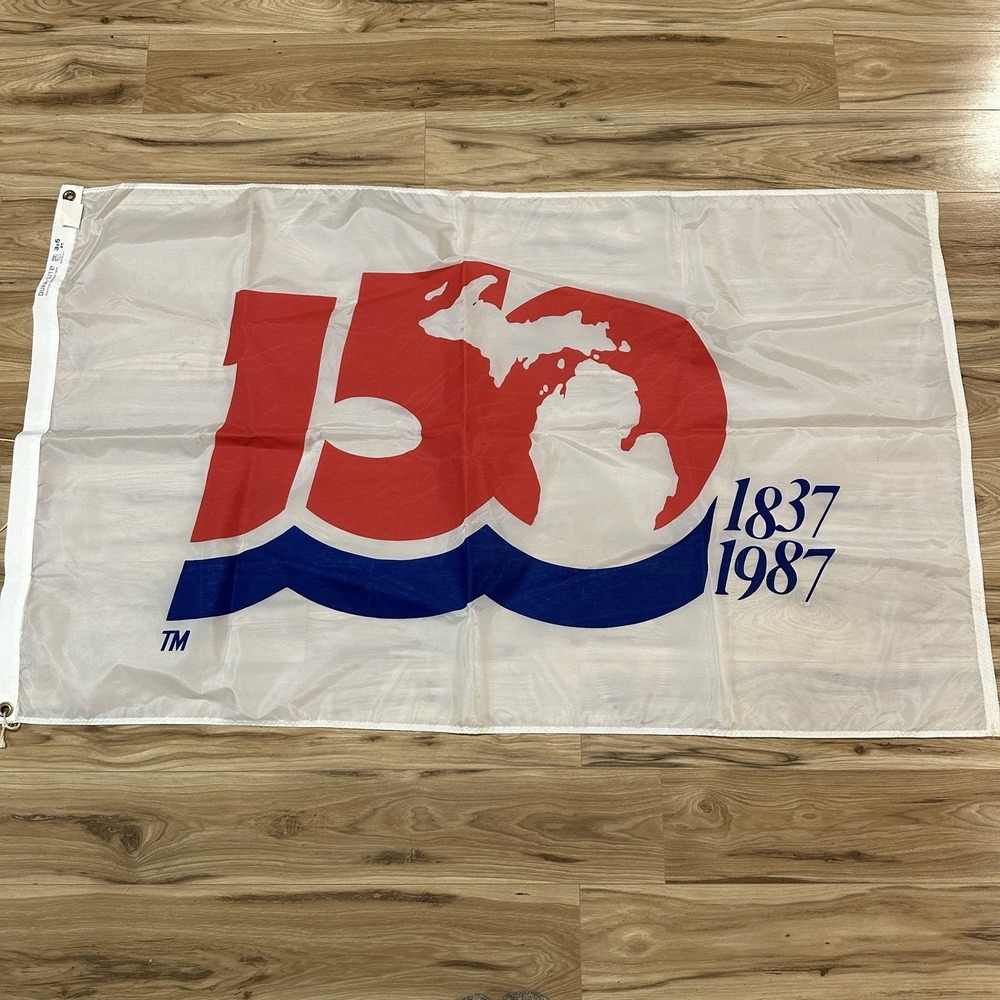 Vintage Michigan Sesquicentennial Flag 1837-1987 3' x 5' 150th Anniversary